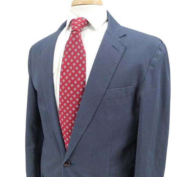 J.Crew Men's Crosby Two Button Blazer 40R - Navy Dot Suit Jacket Sportcoat $398 - Picture 1 of 9